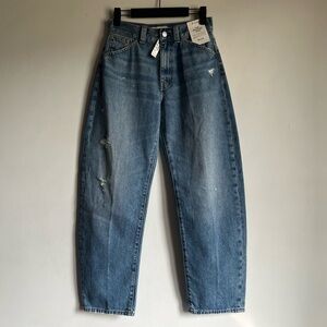 NWT Madewell Balloon Jean 24P 24 Petite Dobbins Light Distressed Wash $148 NW576